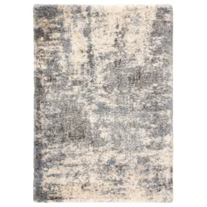 Lyra Cantata Abstract Gray/ Blue Area Rug (5'3"X7'7")