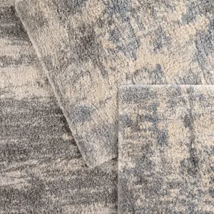 Lyra Cantata Abstract Gray/ Blue Area Rug (5'3"X7'7")