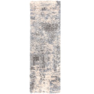 Lyra Cantata Abstract Gray/ Blue Runner Rug (2'6
