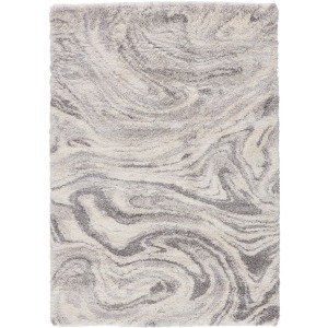 Lyra Crescendo Abstract Gray/ Ivory Area Rug (2'6