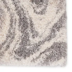 Lyra Crescendo Abstract Gray/ Ivory Area Rug (2'6"X8')