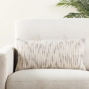 Mercado Linnean Stripe White/ Gray Polyester Throw Pillow 12X24 inch