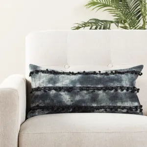 Mercado Fera Ombre Indigo/ White Down Throw Pillow 14X40 inch