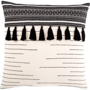 Mercado Palace Tribal Black/ Ivory Down Throw Pillow 22 inch