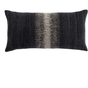 Mercado Aravalli Ombre Black/ Gray Down Throw Pillow 12X24 inch