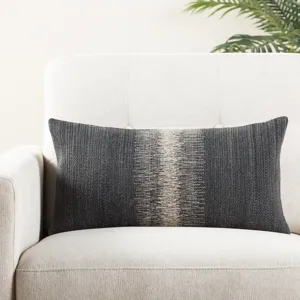 Mercado Aravalli Ombre Black/ Gray Down Throw Pillow 12X24 inch