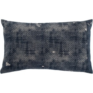 Mercado Amer Trellis Indigo/ Gray Polyester Throw Pillow 14X24 inch
