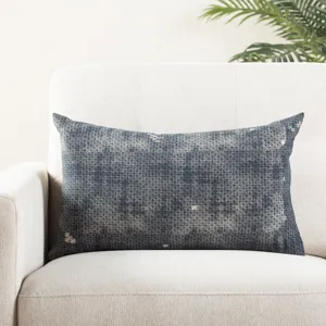 Mercado Amer Trellis Indigo/ Gray Polyester Throw Pillow 14X24 inch