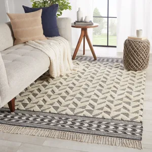 Maracas Cidra Handmade Geometric Black/ Cream Area Rug (5'X8')