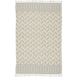 Maracas Cidra Handmade Geometric Light Gray/ Cream Area Rug