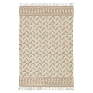 Maracas Cidra Handmade Geometric Tan/ Cream Area Rug (5'X8')