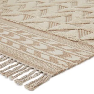 Maracas Cidra Handmade Geometric Tan/ Cream Area Rug (5'X8')