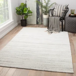 Madras Vassa Handmade Solids & Heathers White/ Gray Area Rug (12'X15')