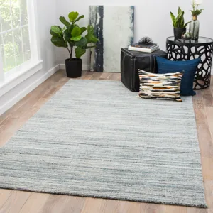 Madras Vassa Handmade Solids & Heathers Blue/ Gray Area Rug (12'X15')