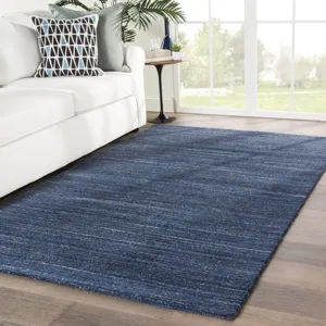 Madras Vassa Handmade Solid Dark Blue Area Rug (8'X11')