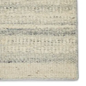 Mendoza Culver Handmade Striped Light Gray/ Cream Area Rug (5'X8')