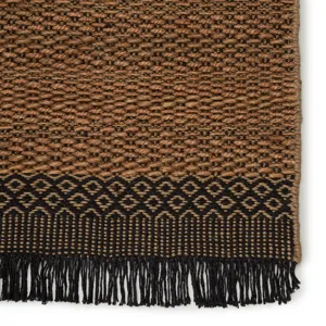 Mosaic Saanvi Natural Border Tan/ Black Area Rug (10'X14')