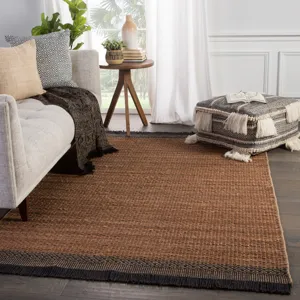 Mosaic Saanvi Natural Border Tan/ Black Area Rug (10'X14')