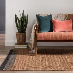 Mosaic Saanvi Natural Border Tan/ Black Area Rug (10'X14')