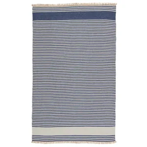 Morro Bay Vibe by  Strand Indoor/ Outdoor Striped Blue/ Beige Area Rug (4'X6')