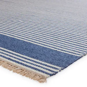 Morro Bay Vibe by  Strand Indoor/ Outdoor Striped Blue/ Beige Area Rug (4'X6')