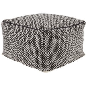 Merida Loranca Indoor/ Outdoor Trellis Black/ White Cuboid Pouf