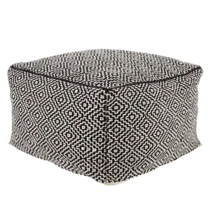 Merida Loranca Indoor/ Outdoor Trellis Black/ White Cuboid Pouf