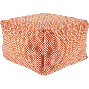 Merida Loranca Indoor/ Outdoor Trellis Orange/ White Cuboid Pouf