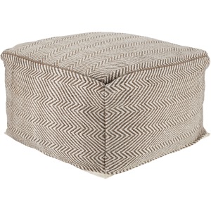 Merida Frenir Indoor/ Outdoor Chevron Taupe/ White Cuboid Pouf