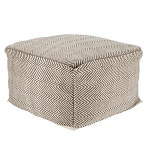 Merida Frenir Indoor/ Outdoor Chevron Taupe/ White Cuboid Pouf