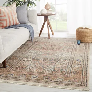 Myriad Vibe by  Ginia Medallion Blush/ Beige Area Rug (7'10"X11'1")