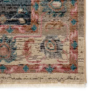 Myriad Vibe by  Elizar Medallion Blush/ Dark Blue Runner Rug (2'6"X12')