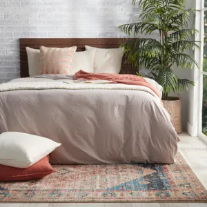 Myriad Vibe by  Elizar Medallion Blush/ Dark Blue Runner Rug (2'6"X12')