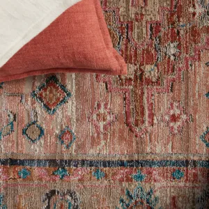 Myriad Vibe by  Elizar Medallion Blush/ Dark Blue Runner Rug (2'6"X12')