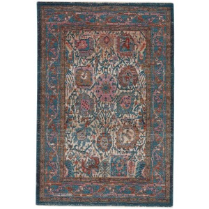 Myriad Vibe by  Romilly Oriental Teal/ Rust Area Rug