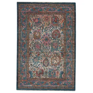 Myriad Vibe by  Romilly Oriental Teal/ Rust Area Rug (5'X7'6")