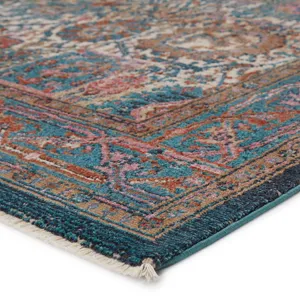 Myriad Vibe by  Romilly Oriental Teal/ Rust Area Rug (5'X7'6")