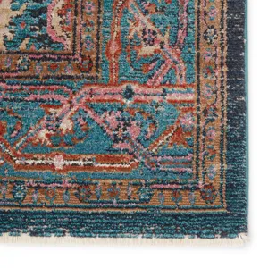 Myriad Vibe by  Romilly Oriental Teal/ Rust Area Rug (5'X7'6")