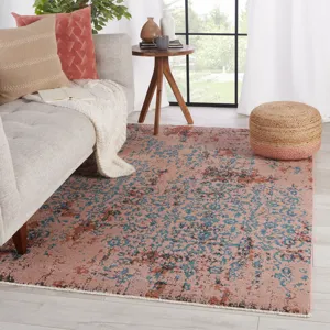 Myriad Vibe by  Zea Trellis Pink/ Teal Area Rug (9'6"X12'7")