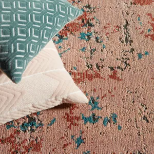 Myriad Vibe by  Zea Trellis Pink/ Teal Area Rug (9'6"X12'7")