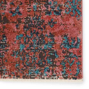 Myriad Vibe by  Ezlyn Abstract Red/ Teal Area Rug (5'X7'6")