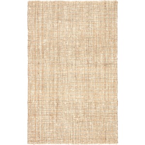 Naturals Lucia Mayen Natural Solid White/ Tan Area Rug