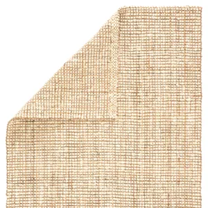 Naturals Lucia Mayen Natural Solid White/ Tan Runner Rug (2'6"X9')