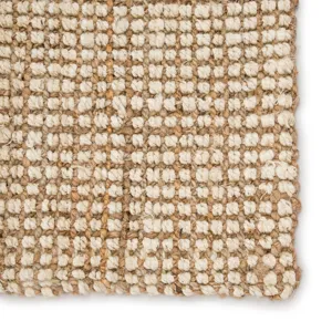 Naturals Lucia Mayen Natural Solid White/ Tan Runner Rug (2'6"X9')