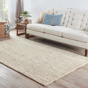 Naturals Lucia Mayen Natural Solid White/ Tan Runner Rug (2'6"X9')