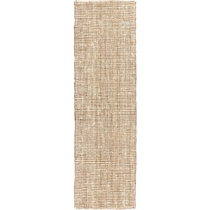 Naturals Lucia Mayen Natural Solid White/ Tan Runner Rug (2'6