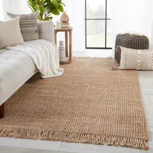 Naturals Lucia Sauza Natural Solid Beige/ Ivory Area Rug (5'X8')