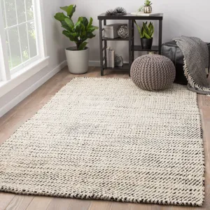 Naturals Tobago Almand Natural Solid White/ Black Area Rug (10'X14')