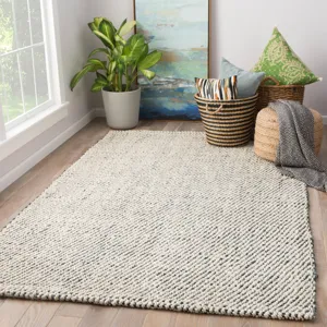 Naturals Tobago Almand Natural Solid White/ Gray Area Rug (2'X3')