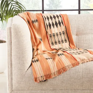 Nagaland Throw Chang Hand-Loomed Tribal Blush/ Beige Throw
